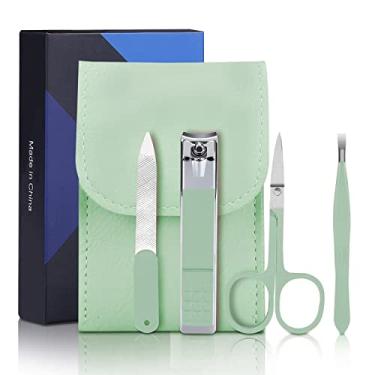 Imagem de Nail Clipper Set Manicure Set Men Aceoce Travel Manicure Grooming Kit Gift for Men Lovers Parents Mini 4PCS Personal Nail Care Tools (Mint Green)