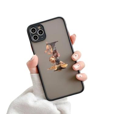 Imagem de Capa de telefone com letra inicial para iPhone X XR XS 13 12 11 14 Pro Max 7 8 Plus SE2 Retro Flower Gold AB 26 letras Capa à prova de choque, I, para iphone13