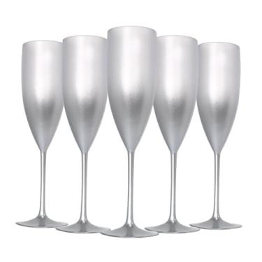 Imagem de Kit 5 Taças de Champanhe Degrade Prata 140 ml Aniversario festa mimo evento casamento