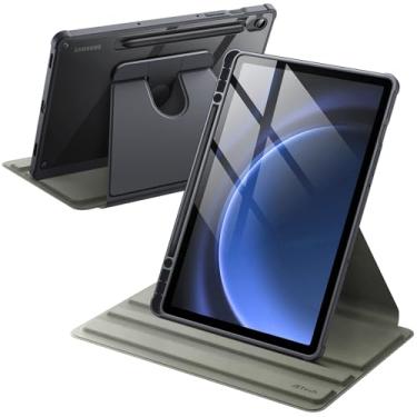 Imagem de JETech Capa Giratória para Samsung Galaxy Tab S10 Lite/S10 FE/S9 FE 10,9 Polegadas/S9 11 Polegadas com Suporte para Caneta S, Rotação de 360 Graus, Capa Protetora de Suporte Costas Claro (Cinza)