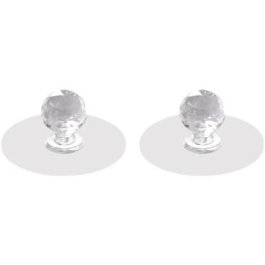 Imagem de Puxador de gaveta de cristal sem perfuração, formato de diamante, botões autoadesivos, armário, guarda-roupa, móveis, puxador, ganchos de cabide, 2 peças