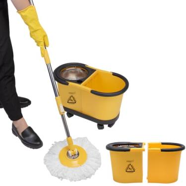 Imagem de Perfect Pro, Mop Safe Pro, Mop Giratório, Centrífuga 360 com Cesto em Inox, Refil de Limpeza, Para Todos os Tipos de Pisos - Amarelo