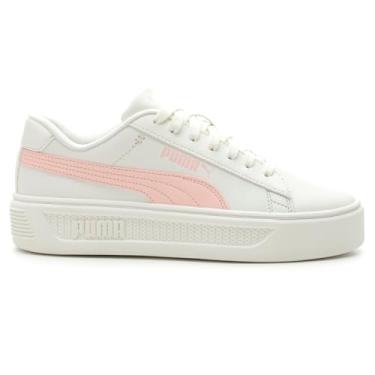 Imagem de PUMA Tênis feminino Smash Platform V3, Pó branco e rosa quente, 9.5