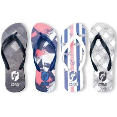 Imagem de Chinelo Masculino Borracha Estampado Polo Culture Kit 4-Masculino