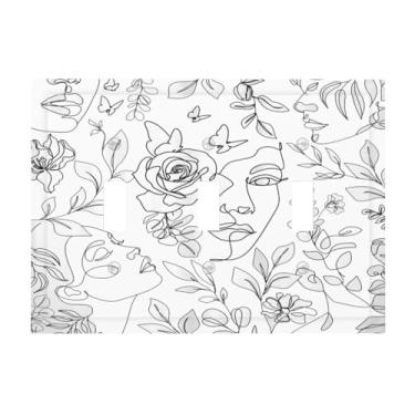 Imagem de Art Line 3-Gang Toggle Light Switch Cover Black White Decorative Wall Plates Cover Triple Toggle Electrical Switch Plates Faceplate for Art Home Decor