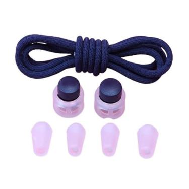 Imagem de No Tie Shoelaces Rubber Band For Shoes Round Elastic Laces Sneakers Lazy Sport Laces Without Binding Shoestrings(Navy Blue)