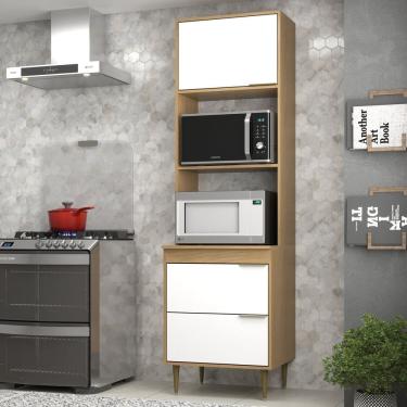 Imagem de Torre Quente Armário Forno e Micro-ondas 45 Litros Ágata Nogal/ Branco