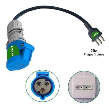Imagem de Adaptador 16A Plug Brasileiro p Carregador Carro Elétrico - Evoits, 20