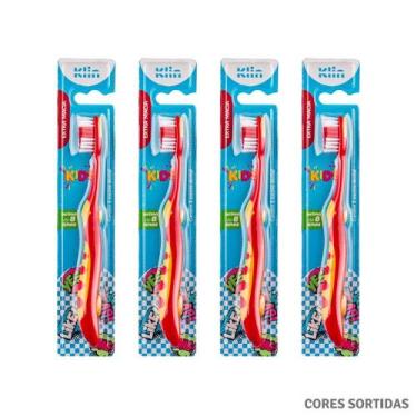 Imagem de Kit 4 Escovas Dentais Infantil Super Joy Extra Macia Klin Cores Sortid