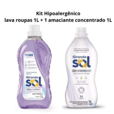 Imagem de Kit Lava Roupas + Amaciante hipoalergênico Girando Sol 1 Lt