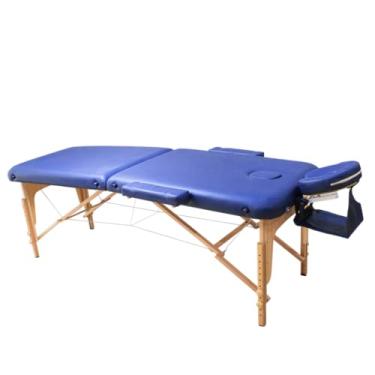 Imagem de Maca Dobrável Madeira 350kg Estética Massagem Portátil Cor Azul - Gold - Modelo Top 1,90x70cm