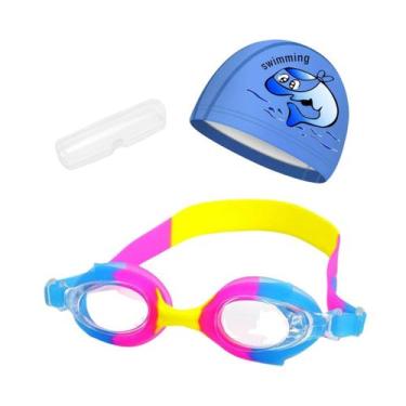 Imagem de Kit Óculos Natação Com Estojo e Touca Infantil Desenhos Coleção Peixin