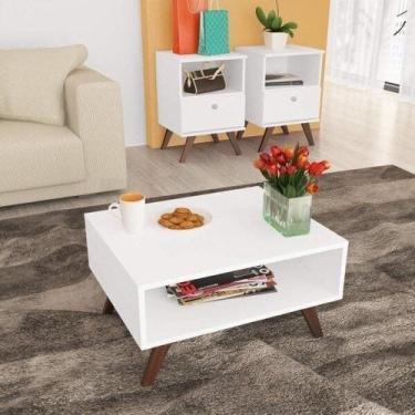 Imagem de Conjunto Mesa de Centro e 2 Mesas Laterais com Nicho e Gaveta - Movelb
