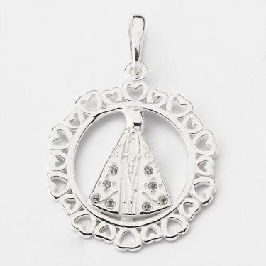 Imagem de Pingente Nossa Senhora Aparecida Prata 925 Com Zircônias - Atraktiva J