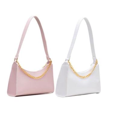 Imagem de Kit Bolsa Feminina Baguete Corrente Lateral De Ombro Conjunto 2 Bolsas
