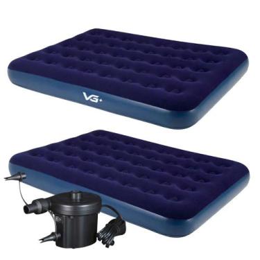 Imagem de Kit 2 Colchões Infláveis Casal Flocked Comfort com Bomba Elétrica Vg P