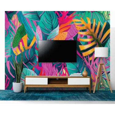 Imagem de Papel de Parede 3D Painel 3,5M Folhas Jiboia Colorida Vivo Folhagem Au