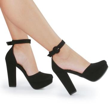 Imagem de Sapato Boneca Re&Ton Meia Pata Salto Grosso Feminino MP12, Preto, 35