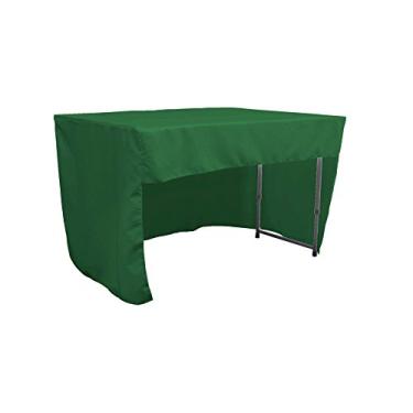 Imagem de LA Linen Toalha de mesa ajustada de popelina de poliéster aberto nas costas 122 cm C x 76 cm A, verde esmeralda
