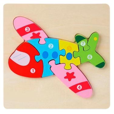 Imagem de Didaticos Aprenda Brincando Veiculos Aviao DM Toys Jogo Encaixar Madei