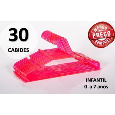 Imagem de Cabide Infantil de Acrílico Rosa  Kit com 30 unidades Envio Imediato -