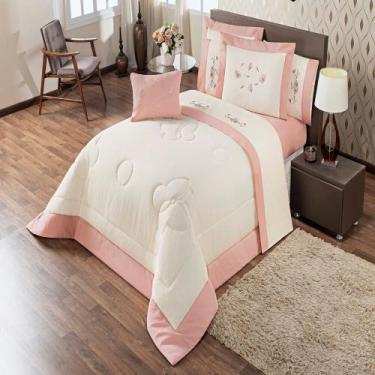 Imagem de Kit Enxoval Queen Flora Palha e Salmão Enxovais Aquarela 5 peças, Salm