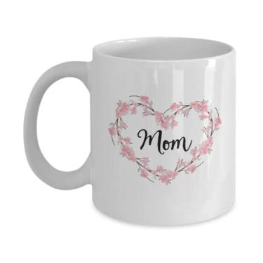 Imagem de Coroa de coração floral Mom - Caneca de café de apreciação de 325 ml para mamãe