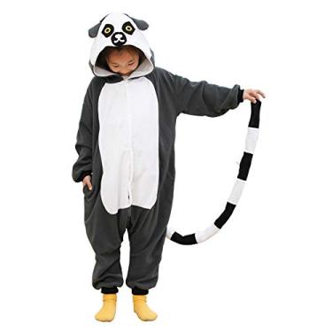 Imagem de XHAOJLUYU Macacão infantil de animal, peça única, cosplay de Halloween, roupa de dormir, Lêmure, 10 Anos