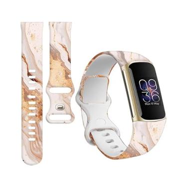 Imagem de BOSPFJG Pulseiras esportivas compatíveis com Charge 6/Charge 5 para mulheres e homens, pulseiras de substituição macias à prova d'água para rastreador de fitness Charge Advanced (mármore dourado