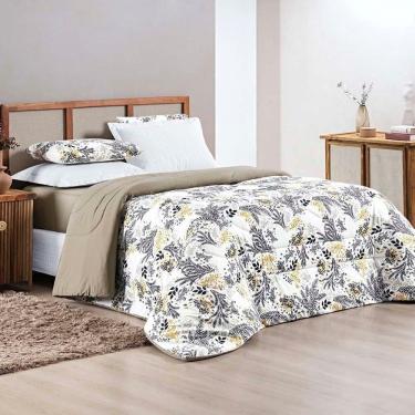 Imagem de Kit Edredom Grace Super King 01 Peça 100% Algodão Dupla Face Extra Macio Estampado - Blossom Avelã