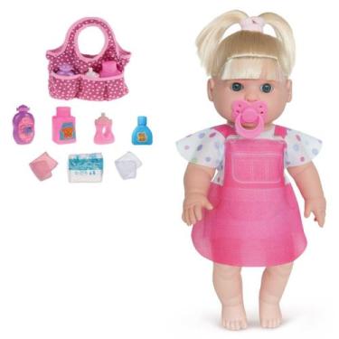 Imagem de Boneca Coleção Danadinhas Loira Menina Chupeta e Bolsinha - Milk Brinq