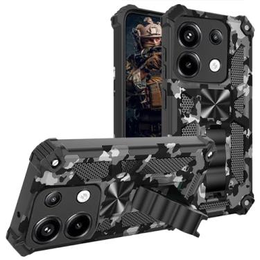 Imagem de CCSmall Capa para Xiaomi Redmi Note 13 4G camuflada com suporte, capa protetora à prova de choque de grau militar com suporte integrado para Xiaomi Redmi Note 13 4G camuflagem preta