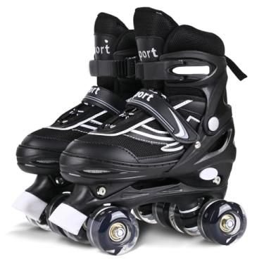 Imagem de G MGY OLED Patins para crianças pequenas, patins ajustáveis de 4 tamanhos com todas as rodas iluminadas, patins iluminadores divertidos para meninos iniciantes, preto e branco (crianças pequenas