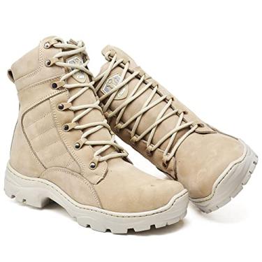 Imagem de Bota Coturno Couro Masculina Adventure Areia Cano Médio (35, Areia)