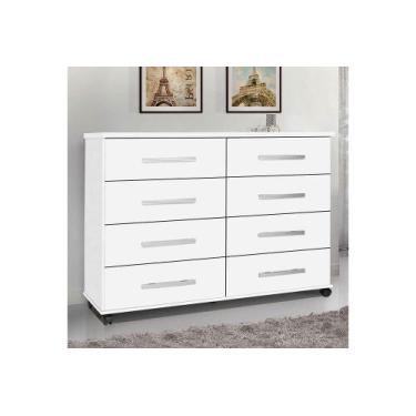Imagem de Cômoda 8 Gavetas com Rodízios Jade Branco Rede Móveis - Primus