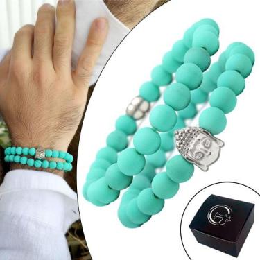 Imagem de Kit C/02 Pulseiras de Bolinha Masculina Buda Verde Água - GRANADO ACES