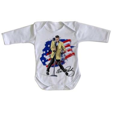 Imagem de body nenê criança roupa bebê manga longa Elvis Presley bandeira EUA - 