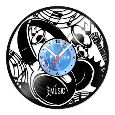 Imagem de Relógio De Parede Disco Vinil Música - Fone de Ouvido - VMU-064 - Mode