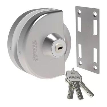 Imagem de Fechadura Inox P/ Porta Vidro Alvenaria de Correr Pressão - Soprano