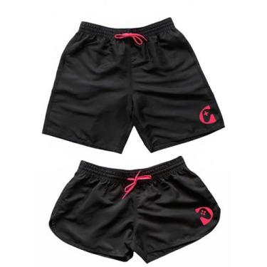 Imagem de Kit Casal Shorts Moda Praia Piscina Feminino E Masculino Bermuda Mais 