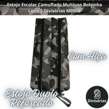 Imagem de Estojo Escolar Camuflado Multiuso Bolsinha Lona 2 Divisórias M090B - L