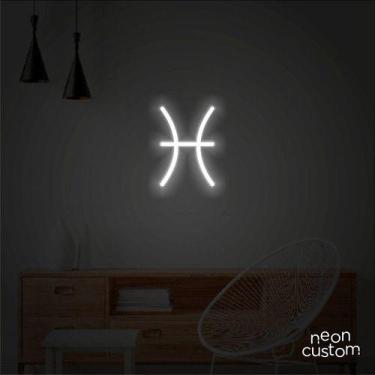 Imagem de luminaria letreiro Neon Led Signo Peixes 50x35 luminoso decoração p/ s
