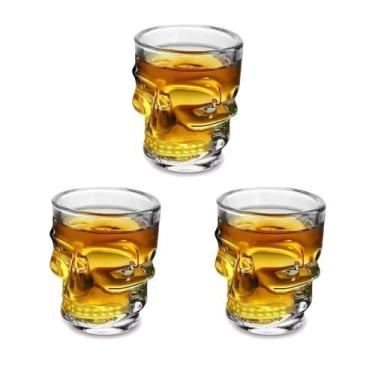 Imagem de 3un COPO VIDRO DOSE SHOT CAVEIRA 50ML CACHAÇA TEQUILA - Rio Tijucas