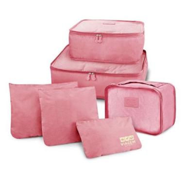 Imagem de Organizador de Malas de 6 Peças Estampa Lisa Jacki Design Rosa