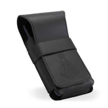 Imagem de Bainha Nossa Senhora Porta Celular Rústica 100% Couro Country Presa No