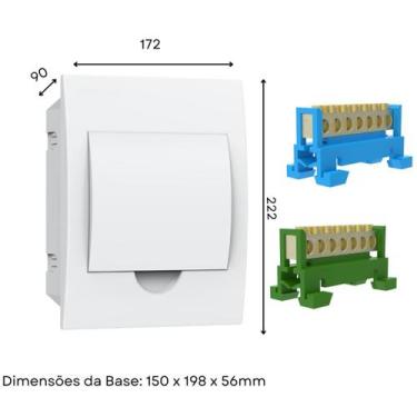 Imagem de Kit Caixa Quadro Embutir ou Sobrepor Para Disjuntor Din + Borneira Bar