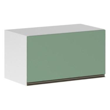 Imagem de Armário Basculante 70cm 1 Porta Branco Polar C/Verde - LUCIANE MÓVEIS