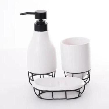 Imagem de Jogo Banheiro Lavabo 3 peças Cerâmica e Aramado Estilo Industrial. - W