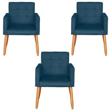 Imagem de Kit 3 Poltronas Decorativa para Recepção Sala de Estar Sala de Espera 