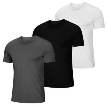 Imagem de Kit 3 Camiseta Masculina Esportiva Dry Fit Camisa Gola Redonda Lisa - 
